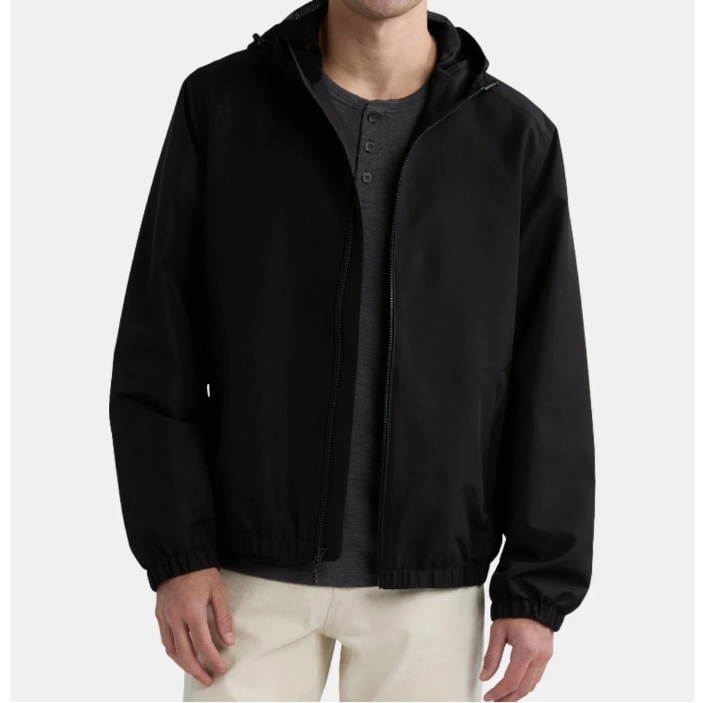 Ozark Trail Men's Size M (38-40) Windbreaker Jacket with Hood Rich Black NWT